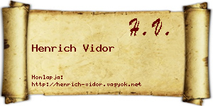 Henrich Vidor névjegykártya